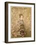 Japanese Girl Next to Cherry Blossom Tree-null-Framed Photographic Print