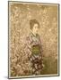 Japanese Girl Next to Cherry Blossom Tree-null-Mounted Photographic Print