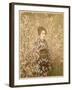 Japanese Girl Next to Cherry Blossom Tree-null-Framed Photographic Print