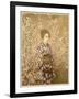 Japanese Girl Next to Cherry Blossom Tree-null-Framed Photographic Print