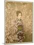 Japanese Girl Next to Cherry Blossom Tree-null-Mounted Photographic Print