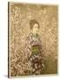 Japanese Girl Next to Cherry Blossom Tree-null-Stretched Canvas