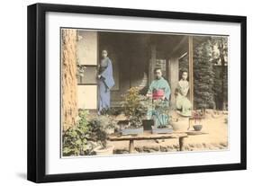 Japanese Girls with Bonsai-null-Framed Art Print