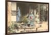 Japanese Girls with Bonsai-null-Framed Art Print