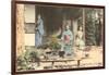 Japanese Girls with Bonsai-null-Framed Art Print