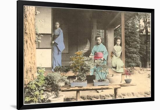 Japanese Girls with Bonsai-null-Framed Art Print