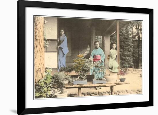 Japanese Girls with Bonsai-null-Framed Art Print