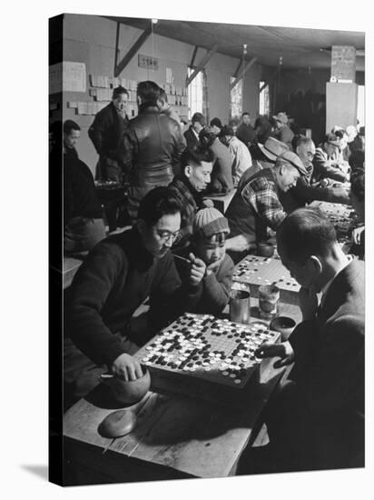 Japanese Go Game Being Played at Alien Relocation Camp-Hansel Mieth-Stretched Canvas