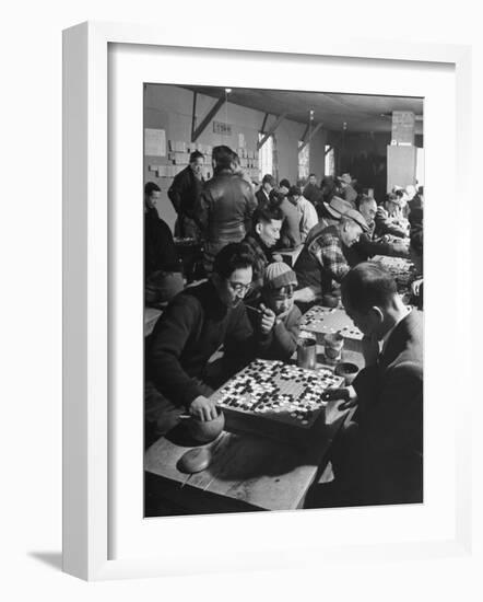 Japanese Go Game Being Played at Alien Relocation Camp-Hansel Mieth-Framed Photographic Print