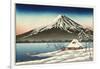 Japanese House and Volcano-null-Framed Art Print