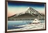 Japanese House and Volcano-null-Framed Art Print