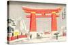 Japanese Illustration, Torii Gate in Snow-null-Stretched Canvas