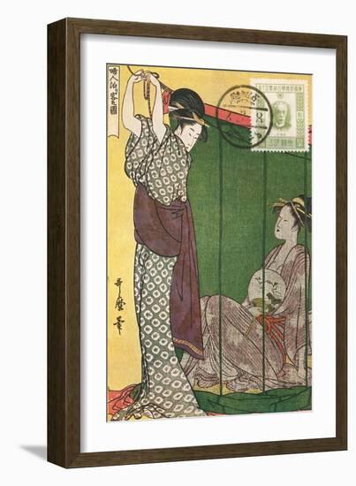 Japanese Illustration, Two Geishas-null-Framed Art Print