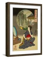 Japanese Inn at Hot Springs (Woodblock on Mulberry Paper Printed with Chemical Ink)-Toyohara Chikanobu-Framed Giclee Print