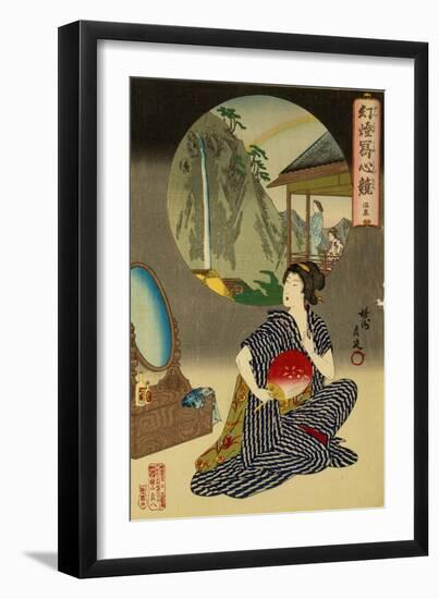 Japanese Inn at Hot Springs (Woodblock on Mulberry Paper Printed with Chemical Ink)-Toyohara Chikanobu-Framed Giclee Print