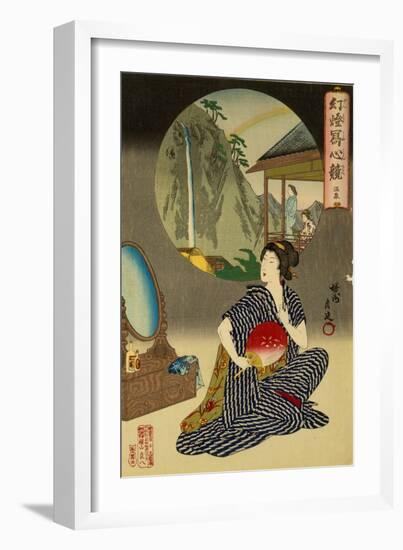 Japanese Inn at Hot Springs (Woodblock on Mulberry Paper Printed with Chemical Ink)-Toyohara Chikanobu-Framed Giclee Print