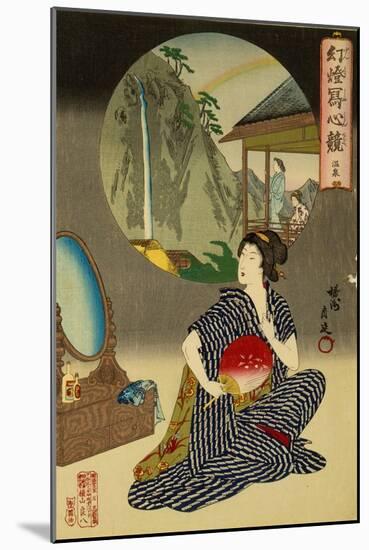 Japanese Inn at Hot Springs (Woodblock on Mulberry Paper Printed with Chemical Ink)-Toyohara Chikanobu-Mounted Giclee Print
