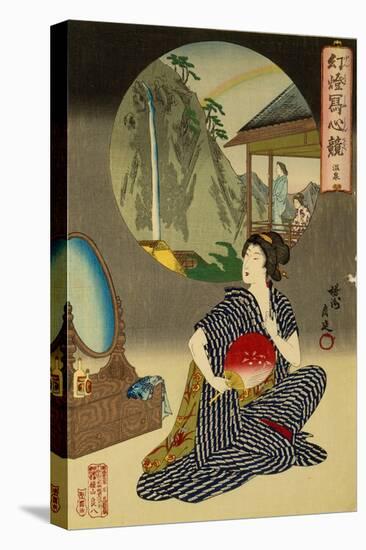 Japanese Inn at Hot Springs (Woodblock on Mulberry Paper Printed with Chemical Ink)-Toyohara Chikanobu-Stretched Canvas