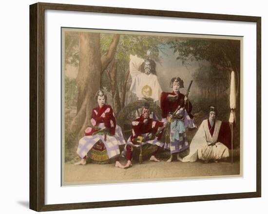 Japanese Kabuki Theatre with Actors Wearing Elaborate Make-Up and Costumes-null-Framed Photographic Print