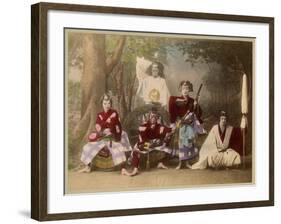 Japanese Kabuki Theatre with Actors Wearing Elaborate Make-Up and Costumes-null-Framed Photographic Print