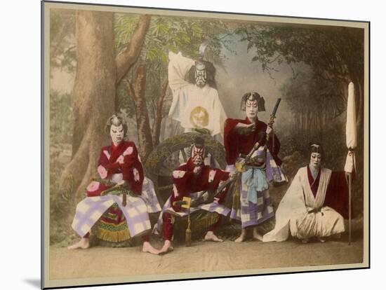 Japanese Kabuki Theatre with Actors Wearing Elaborate Make-Up and Costumes-null-Mounted Photographic Print