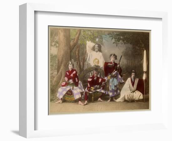 Japanese Kabuki Theatre with Actors Wearing Elaborate Make-Up and Costumes-null-Framed Photographic Print