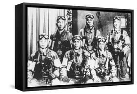 Japanese Kamikaze Pilots Holding Samurai Swords, 1944-45-Japanese Photographer-Framed Stretched Canvas