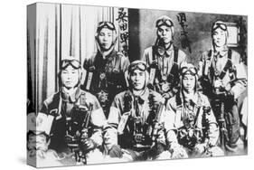 Japanese Kamikaze Pilots Holding Samurai Swords, 1944-45-Japanese Photographer-Stretched Canvas