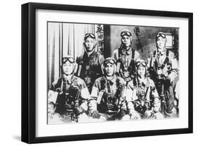 Japanese Kamikaze Pilots Holding Samurai Swords, 1944-45-Japanese Photographer-Framed Photographic Print