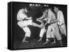 Japanese Karate Student Breaking Boards with Kick-John Florea-Framed Stretched Canvas