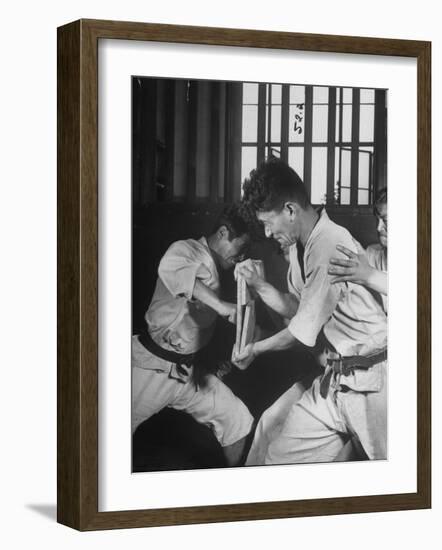 Japanese Karate Student Breaking Boards with Punch-John Florea-Framed Photographic Print