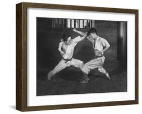 Japanese Karate Students Demonstrating Fighting-null-Framed Photographic Print