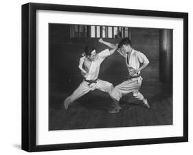 Japanese Karate Students Demonstrating Fighting-null-Framed Photographic Print