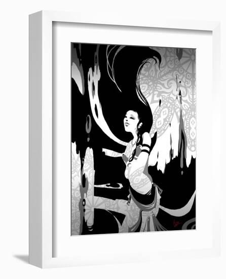 Japanese Kiri-e: Maiden Who Offers the Invocation of Rain-Kyo Nakayama-Framed Giclee Print