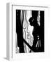 Japanese Kiri-e: Woman Lovely in Rain but Sad in Expression-Kyo Nakayama-Framed Giclee Print