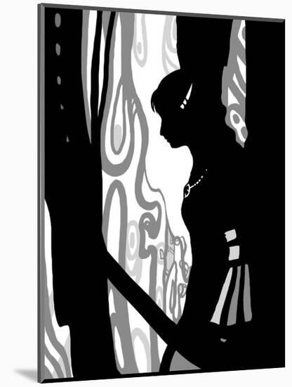 Japanese Kiri-e: Woman Lovely in Rain but Sad in Expression-Kyo Nakayama-Mounted Giclee Print