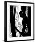 Japanese Kiri-e: Woman Lovely in Rain but Sad in Expression-Kyo Nakayama-Framed Giclee Print