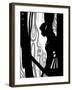 Japanese Kiri-e: Woman Lovely in Rain but Sad in Expression-Kyo Nakayama-Framed Giclee Print