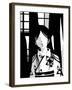 Japanese Kiri-e: Woman with Floral Kimono-Kyo Nakayama-Framed Giclee Print