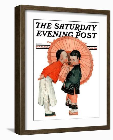 "Japanese Kiss," Saturday Evening Post Cover, January 16, 1926-Henry Soulen-Framed Premium Giclee Print