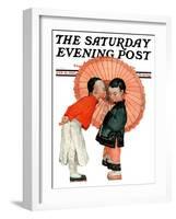 "Japanese Kiss," Saturday Evening Post Cover, January 16, 1926-Henry Soulen-Framed Giclee Print