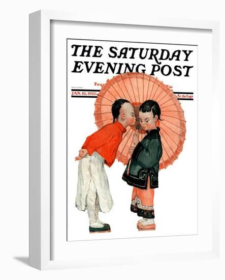 "Japanese Kiss," Saturday Evening Post Cover, January 16, 1926-Henry Soulen-Framed Giclee Print