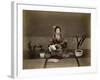 Japanese Lady in Traditional Dress with a Stringed Musical Instrument-null-Framed Photographic Print