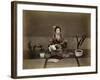 Japanese Lady in Traditional Dress with a Stringed Musical Instrument-null-Framed Photographic Print