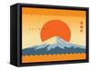 Japanese Landscape with a Fujiyama and Rising Sun-paseven-Framed Stretched Canvas