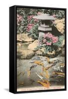 Japanese Lantern, Carp in Pond-null-Framed Stretched Canvas