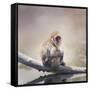 Japanese Macaque on a Log-Svetlana Foote-Framed Stretched Canvas