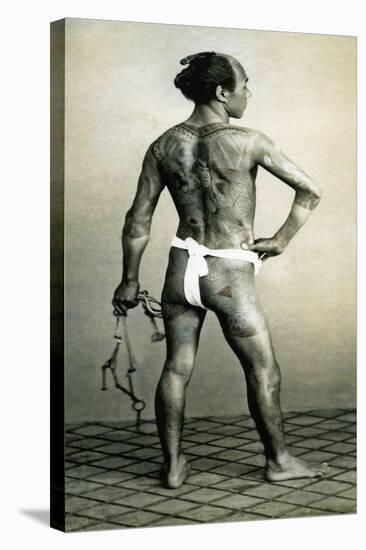 Japanese Man with Tattoos, C. 1910-null-Stretched Canvas
