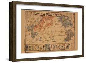Japanese Map of the World; People of Many Nations-null-Framed Art Print