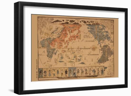 Japanese Map of the World; People of Many Nations-null-Framed Art Print